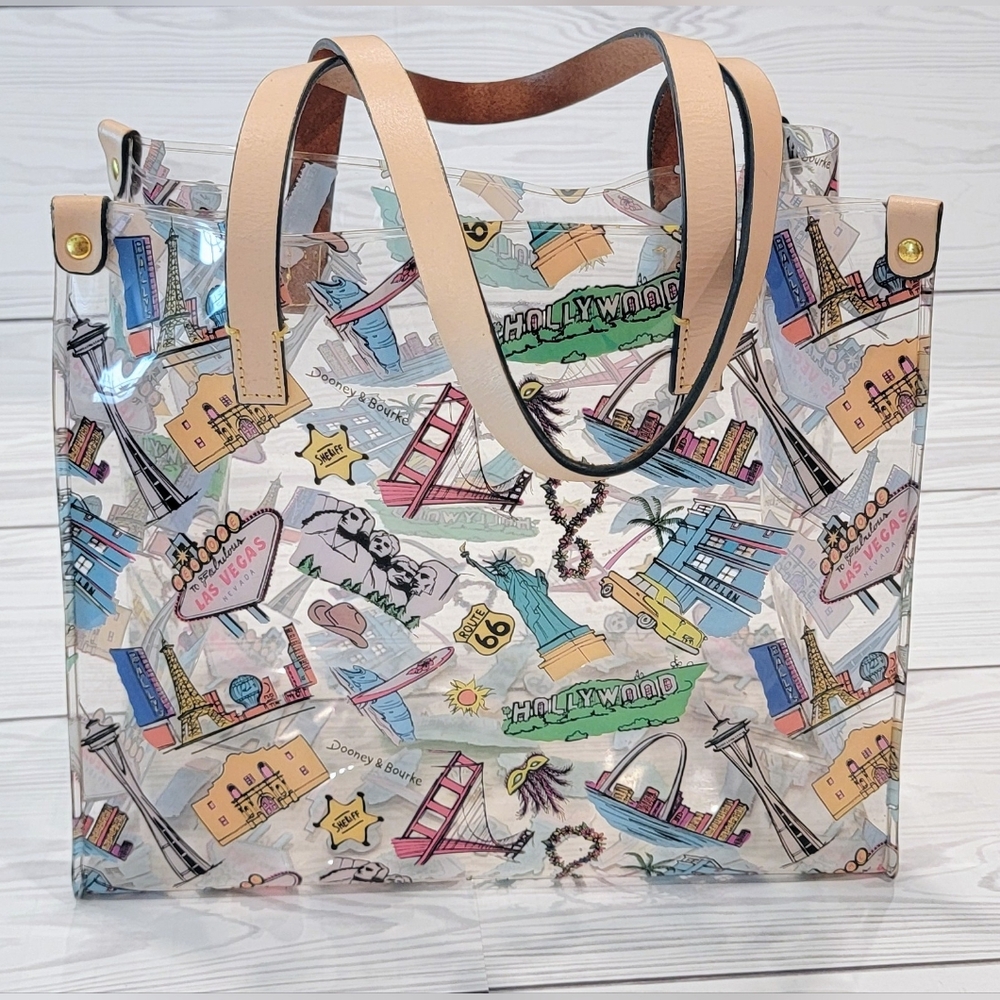 Dooney & Bourke 2 Piece Colorful Landmark Soft Acrylic Tote & Wristlet - Picture 8 of 16